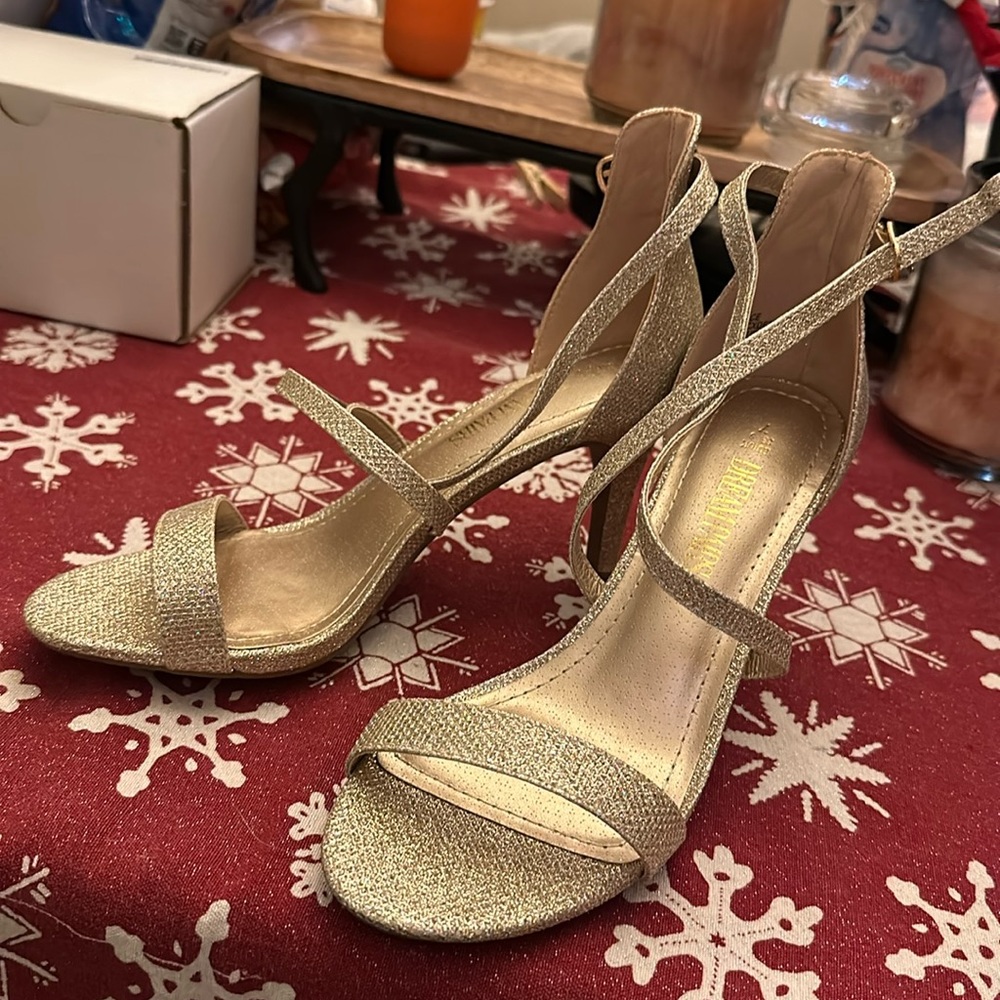 DREAM PAIRS Womens Dolce Fashion Stiletto Open Toe Pump Heel Sandal Gold Glitter